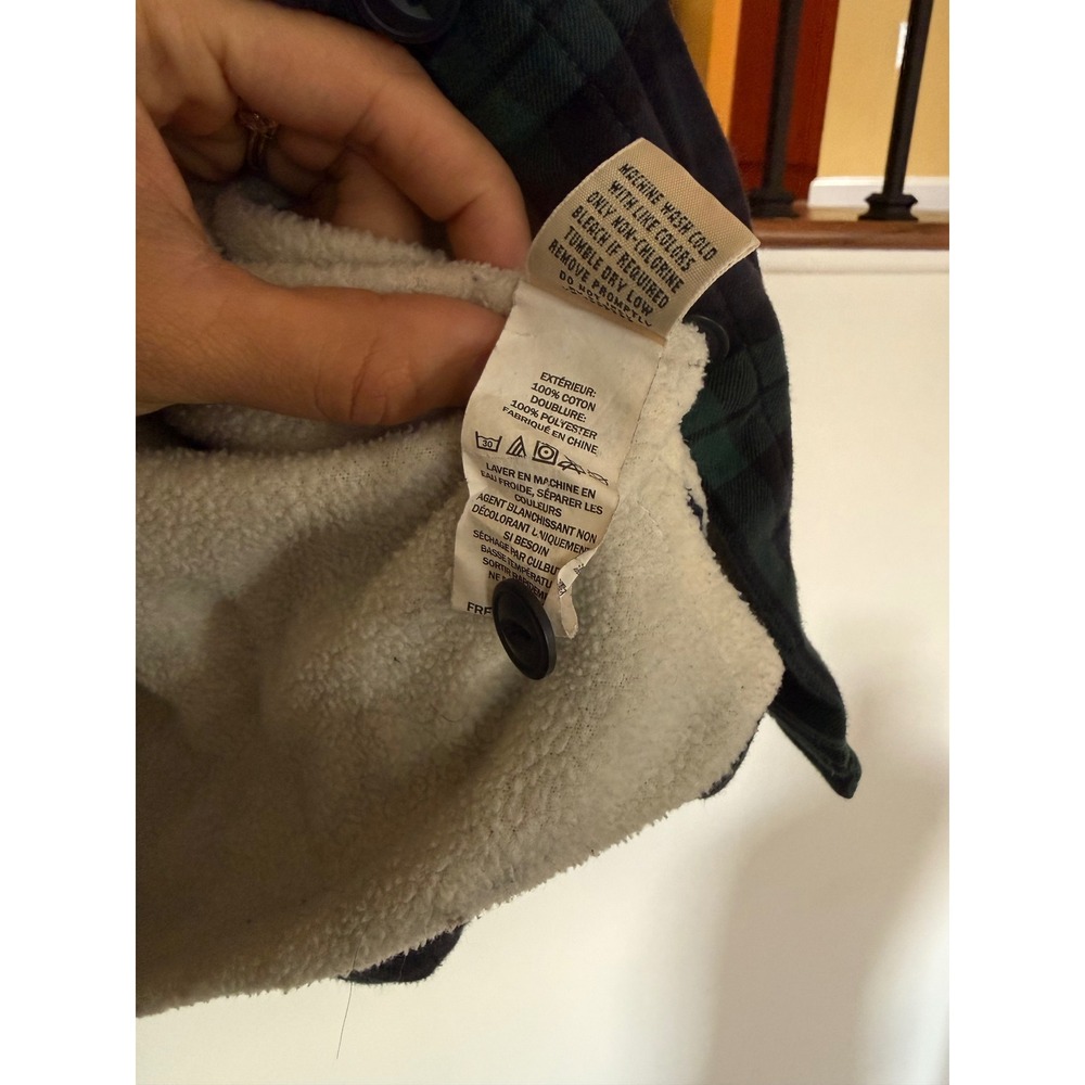 Vtg LL Bean Women's Plaid Flannel Sherpa Lined Shirt Jacket‎ Blue Green Medium - Picture 7 of 7
